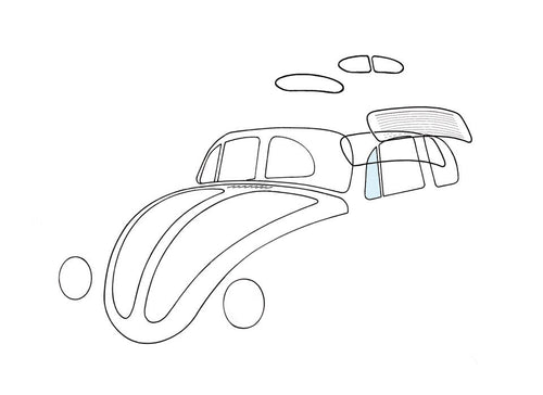 Vent Wing Quarter Window Glass Type 1 Beetle 1953-1967 Left or Right