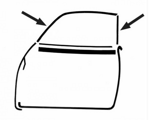 Seals Side To Top Windows and Door Uprights Ghia Sedan 1960-1966 Left and Right