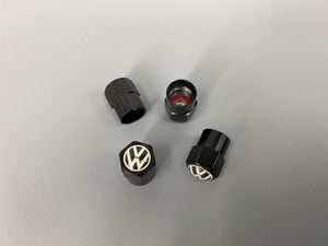 Valve Cap Valve Stem Cap With Logo Set of Four Black