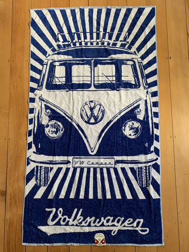Beach Towel VW Deluxe Kombi and Stripes Blue