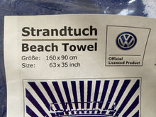 Load image into Gallery viewer, Beach Towel VW Deluxe Kombi and Stripes Blue