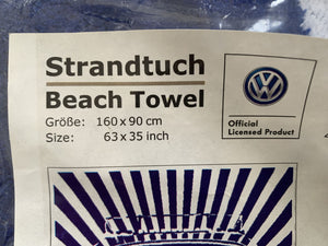 Beach Towel VW Deluxe Kombi and Stripes Blue