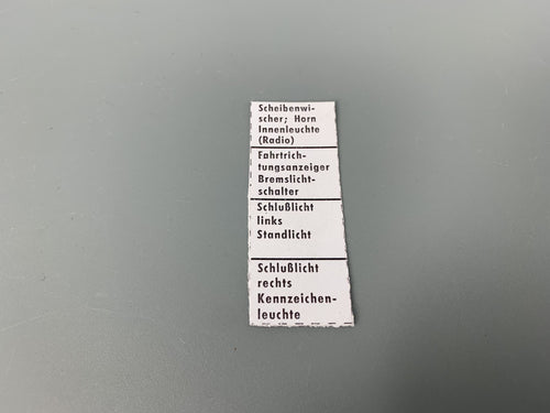 Fuse Box Paper Insert German Language